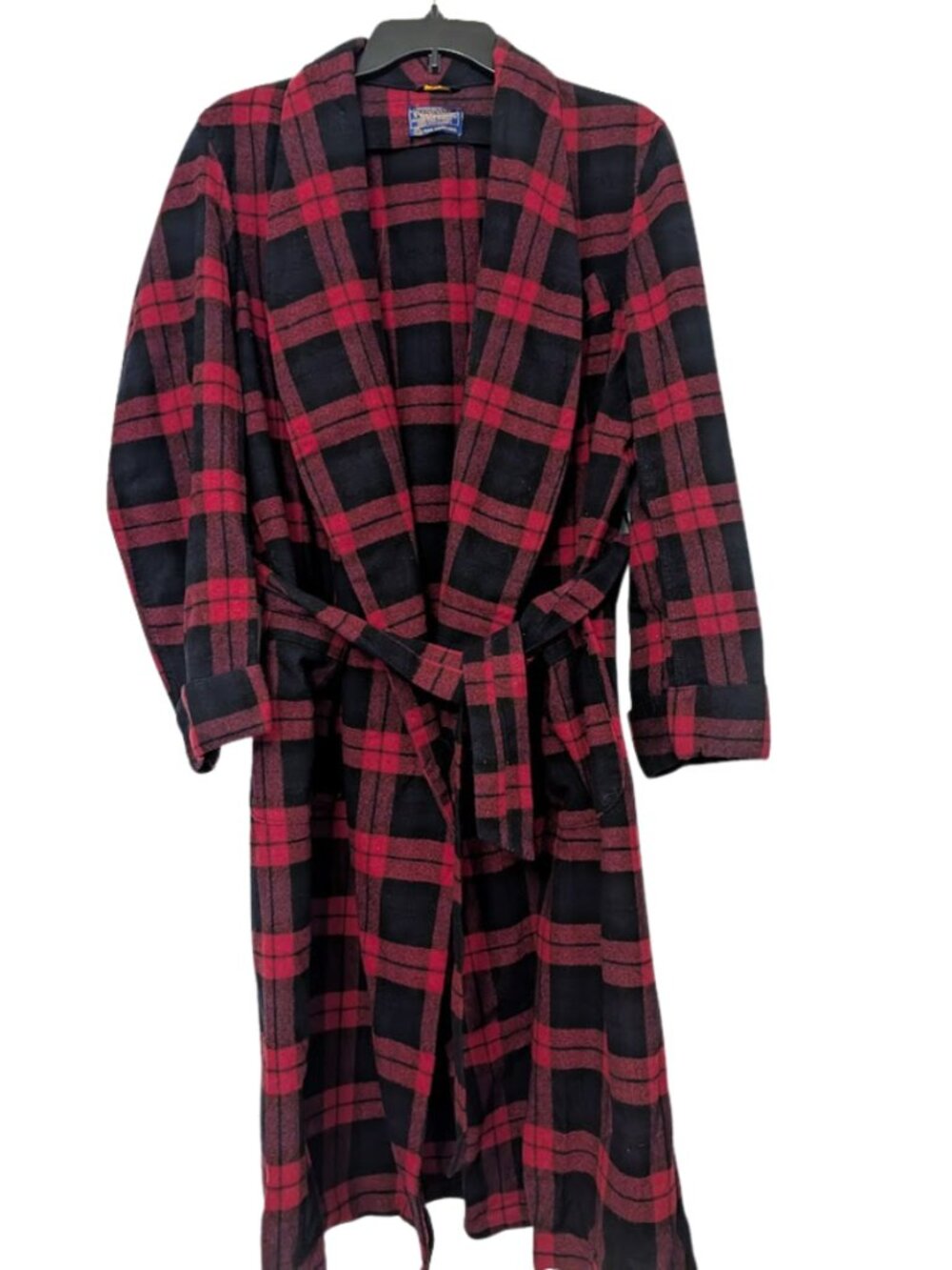 Vintage‎ Pendleton red and black plaid wool men's robe Size M